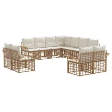   vidaXL Kültéri kanapé szett 11 pcs Természetes és Krémszínű Fehér