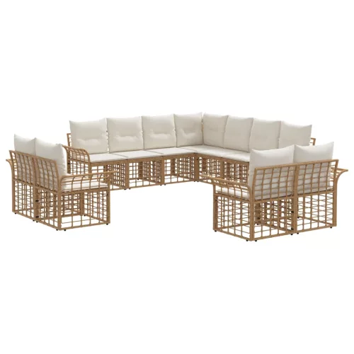 vidaXL Kültéri kanapé szett 11 pcs Természetes és Krémszínű Fehér