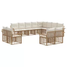   vidaXL Kültéri kanapé szett 12 pcs Természetes és Krémszínű Fehér