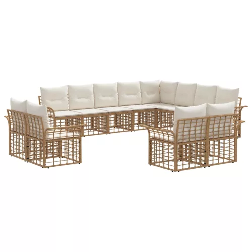 vidaXL Kültéri kanapé szett 12 pcs Természetes és Krémszínű Fehér