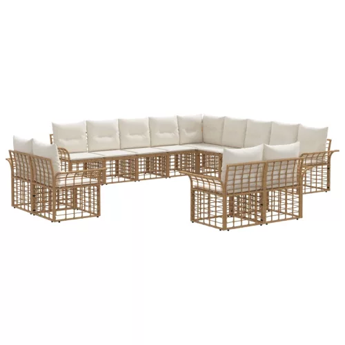 vidaXL Kültéri kanapé szett 13 pcs Természetes és Krémszínű Fehér