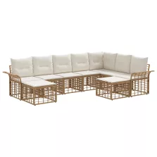   vidaXL Kültéri kanapé szett 9 pcs Természetes és Krémszínű Fehér