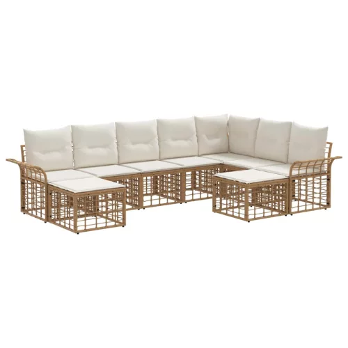 vidaXL Kültéri kanapé szett 9 pcs Természetes és Krémszínű Fehér