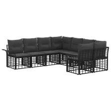   vidaXL Kültéri kanapé szett 8 pcs Fekete és Sötétszürke Poliészter