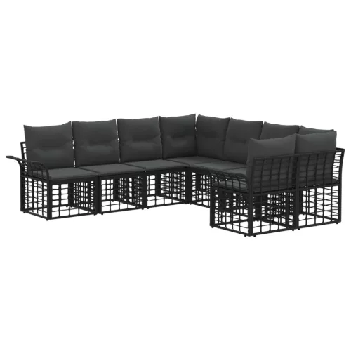 vidaXL Kültéri kanapé szett 8 pcs Fekete és Sötétszürke Poliészter