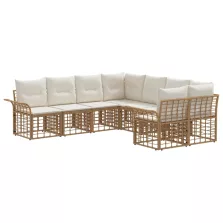   vidaXL Kültéri kanapé szett 8 pcs Természetes és Krémszínű Fehér