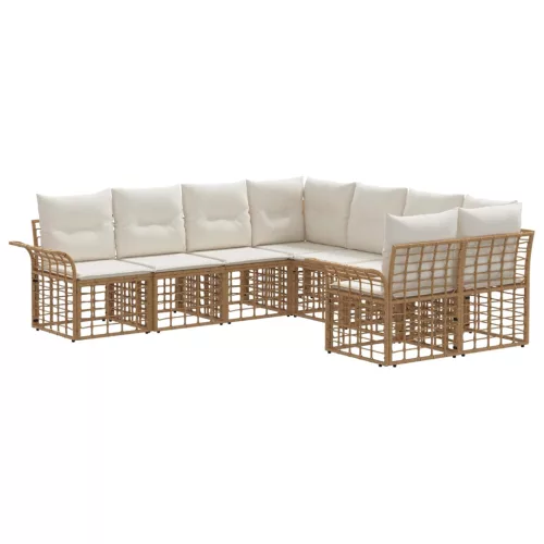 vidaXL Kültéri kanapé szett 8 pcs Természetes és Krémszínű Fehér