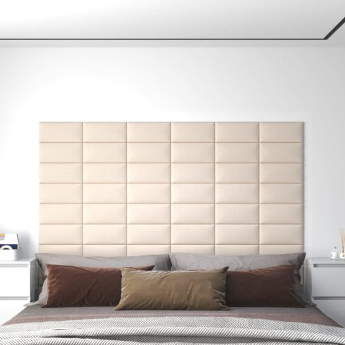 vidaXL 12 db krémszínű bársony fali panel 30 x 15 cm 0,54 m²