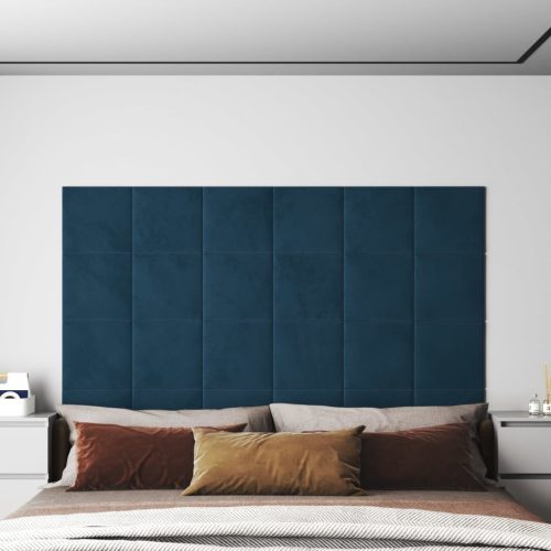 vidaXL 12 db kék bársony fali panel 30 x 30 cm 1,08 m²