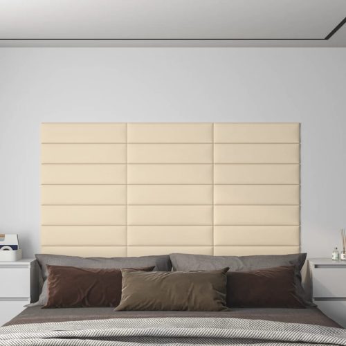 vidaXL 12 db krémszínű szövet fali panel 60 x 15 cm 1,08 m²