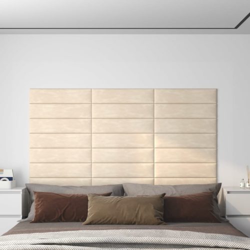 vidaXL 12 db krémszínű bársony fali panel 60 x 15 cm 1,08 m²