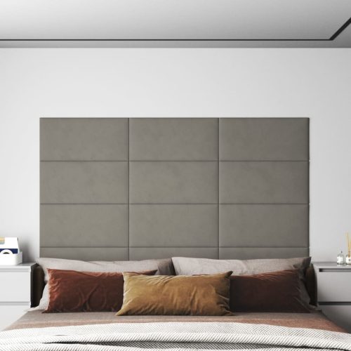 vidaXL 12 db világosszürke bársony fali panel 60x30 cm 2,16 m²