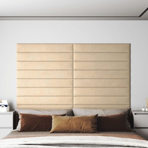 vidaXL 12 db krémszínű szövet fali panel 90 x 15 cm 1,62 m²