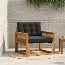   vidaXL Kültéri kanapé szett Tömör akácfa és textilén Természetes