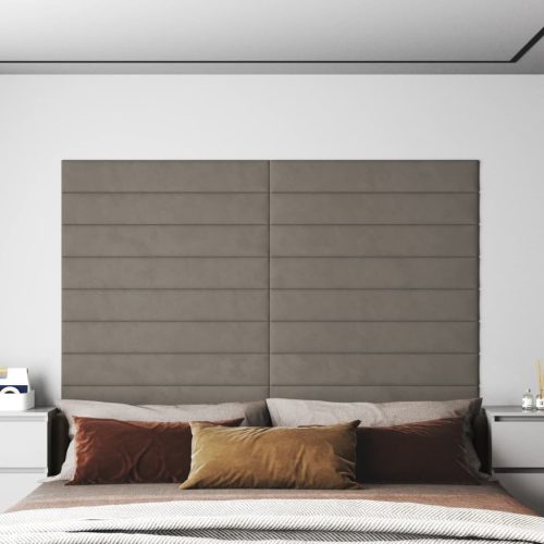 vidaXL 12 db világosszürke bársony fali panel 90x15 cm 1,62 m²