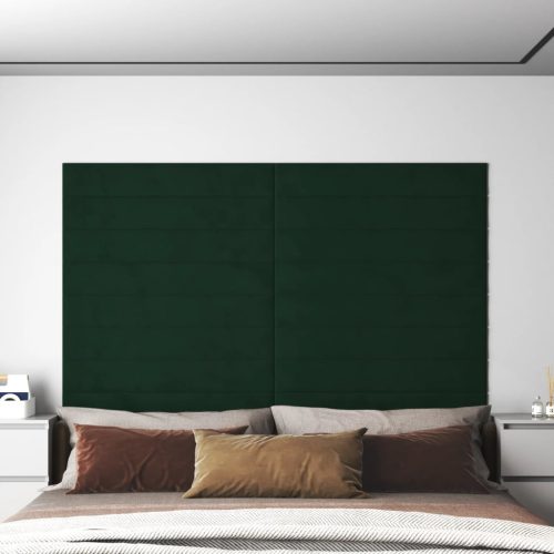 vidaXL 12 db sötétzöld bársony fali panel 90x15 cm 1,62 m²