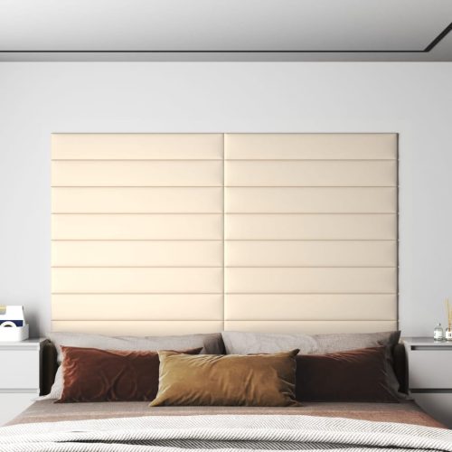 vidaXL 12 db krémszínű bársony fali panel 90x15 cm 1,62 m²