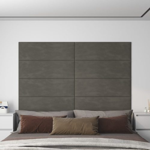 vidaXL 12 db sötétszürke bársony fali panel 90 x 30 cm 3,24 m²