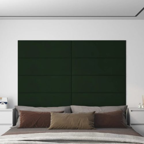 vidaXL 12 db sötétzöld bársony fali panel 90 x 30 cm 3,24 m²