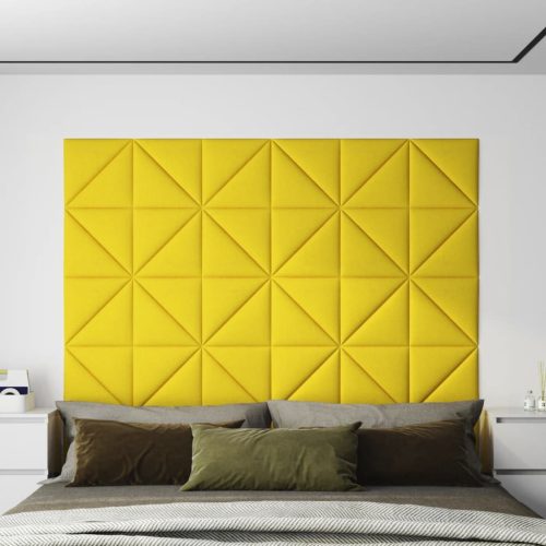 vidaXL 12 db világossárga szövet fali panel 30x30 cm 0,54 m²