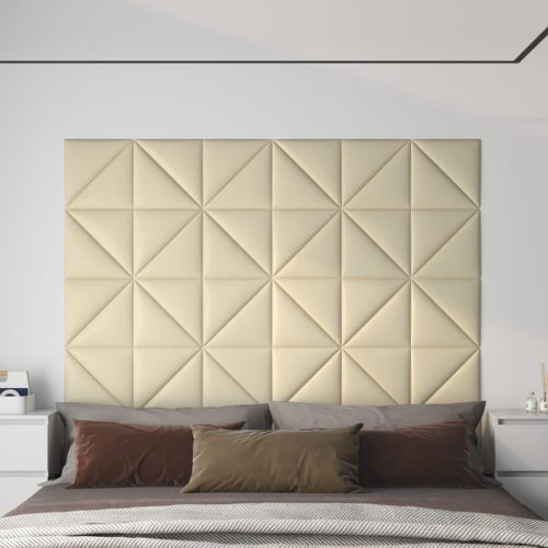 vidaXL 12 db krémszínű műbőr fali panel 30 x 30 cm 0,54 m²