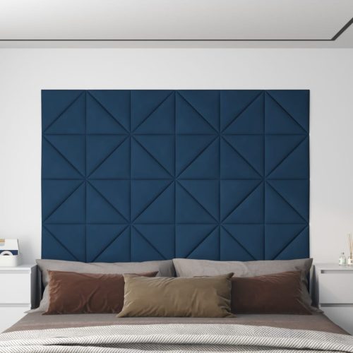 vidaXL 12 db kék bársony fali panel 30 x 30 cm 0,54 m²