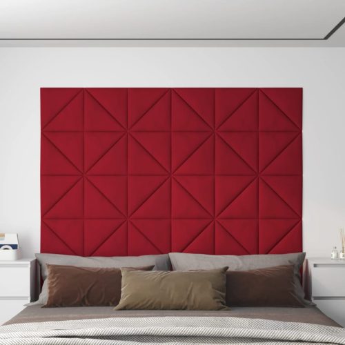 vidaXL 12 db bordó bársony fali panel 30x30 cm 0,54 m²