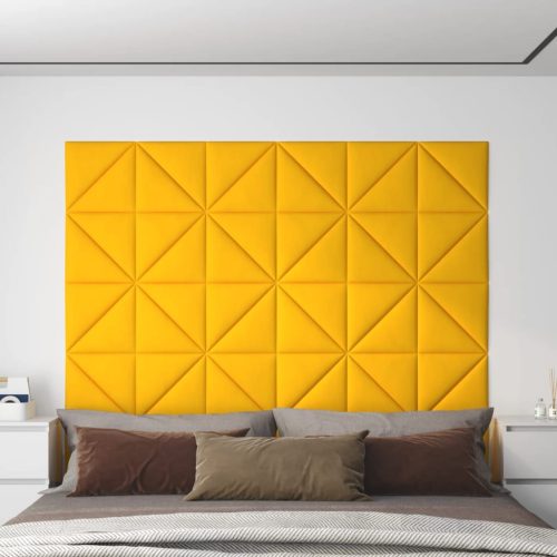 vidaXL 12 db sárga bársony fali panel 30 x 30 cm 0,54 m²