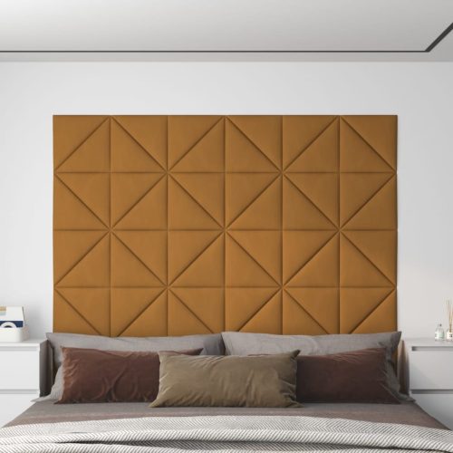 vidaXL 12 db barna bársony fali panel 30 x 30 cm 0,54 m²