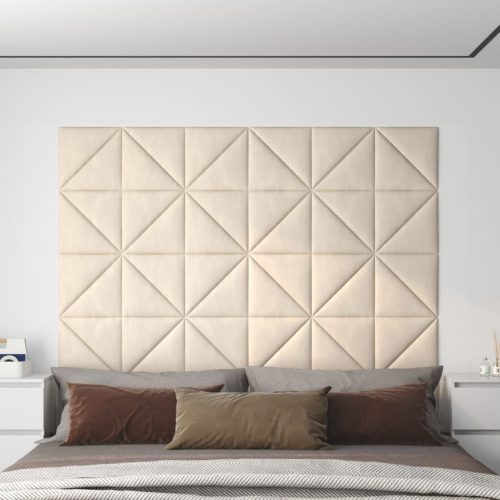 vidaXL 12 db krémszínű bársony fali panel 30 x 30 cm 0,54 m²