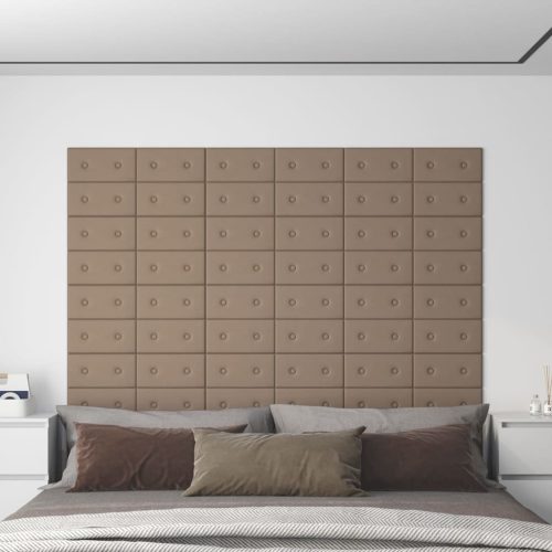 vidaXL 12 db kávészínű műbőr fali panel 30 x 15 cm 0,54 m²