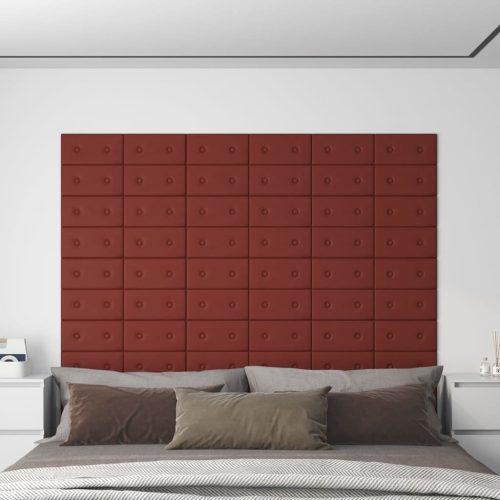 vidaXL 12 db bordó műbőr fali panel 30 x 15 cm 0,54 m²