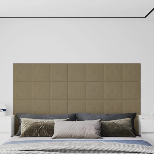 vidaXL 12 db cappuccino színű műbőr fali panel 30 x 30 cm 1,08 m²