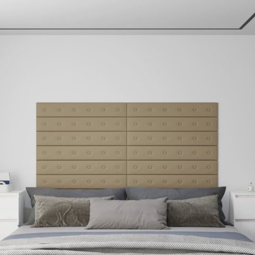 vidaXL 12 db kávészínű műbőr fali panel 90 x 15 cm 1,62 m²