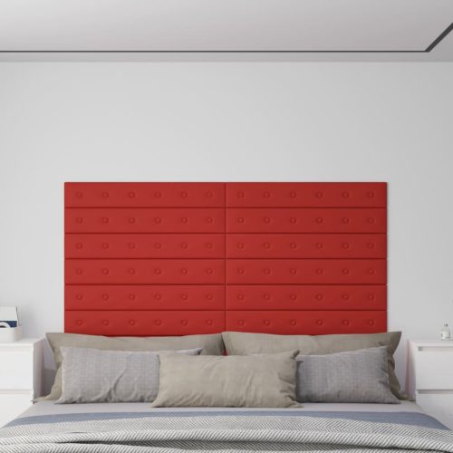 vidaXL 12 db bordó műbőr fali panel 90 x 15 cm 1,62 m²