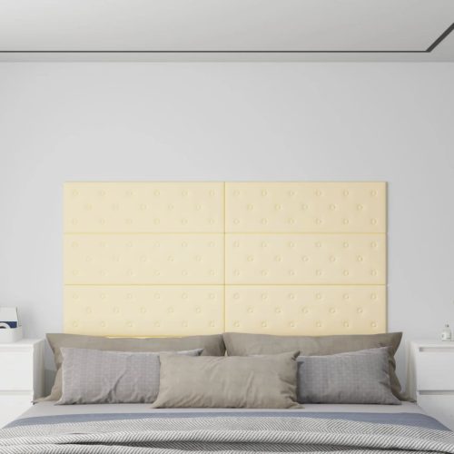 vidaXL 12 db krémszínű műbőr fali panel 90 x 30 cm 3,24 m²