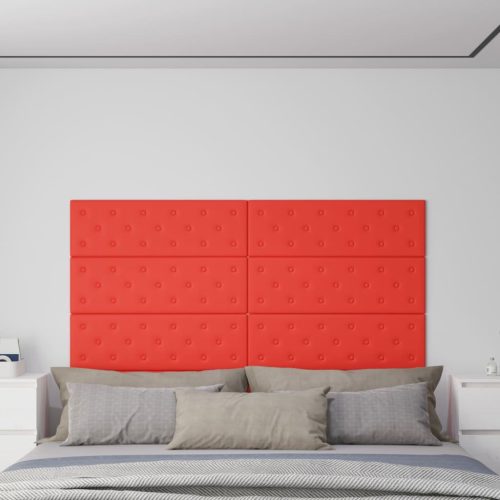 vidaXL 12 db piros műbőr fali panel 90 x 30 cm 3,24 m²