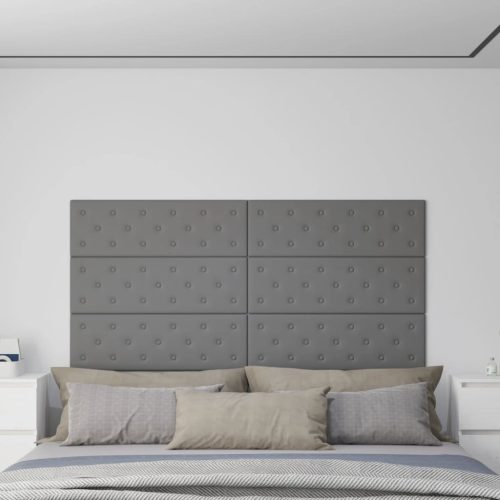 vidaXL 12 db szürke műbőr fali panel 90 x 30 cm 3,24 m²