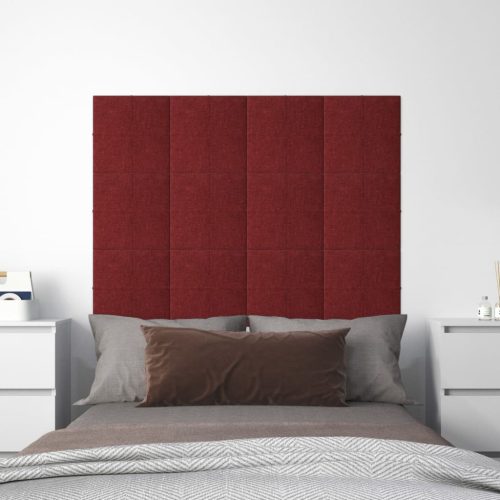 vidaXL 12 db bordó szövet fali panel 30 x 30 cm 1,08 m²