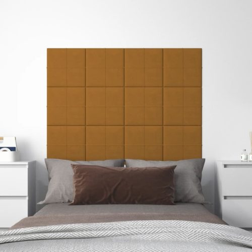 vidaXL 12 db barna bársony fali panel 30 x 30 cm 1,08 m²