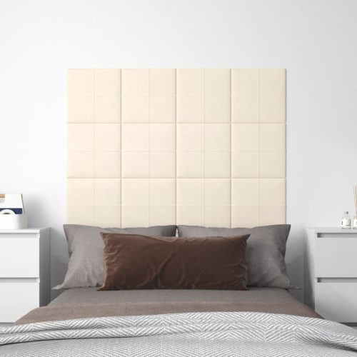 vidaXL 12 db krémszínű bársony fali panel 30 x 30 cm 1,08 m²