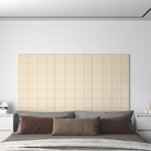 vidaXL 12 db krémszínű bársony fali panel 60 x 15 cm 1,08 m²