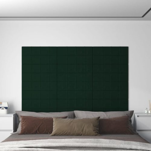 vidaXL 12 db sötétzöld bársony fali panel 60x30 cm 2,16 m²