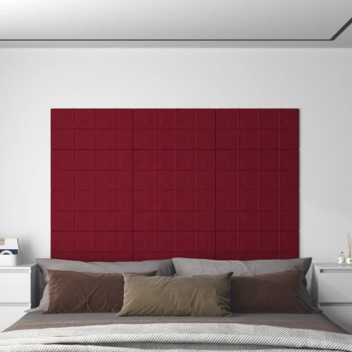 vidaXL 12 db bordó bársony fali panel 60x30 cm 2,16 m²