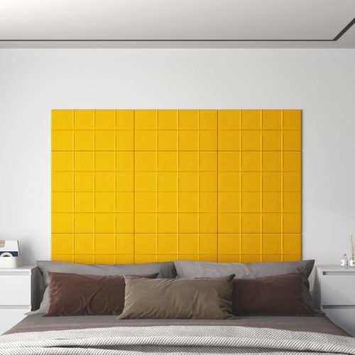 vidaXL 12 db sárga bársony fali panel 60x30 cm 2,16 m²