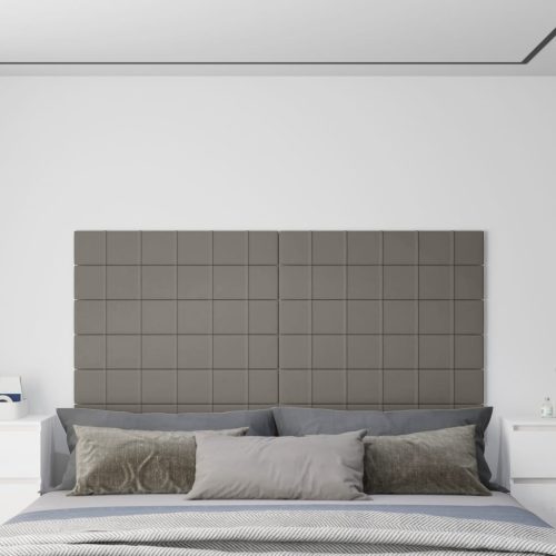 vidaXL 12 db világosszürke bársony fali panel 90x15 cm 1,62 m²