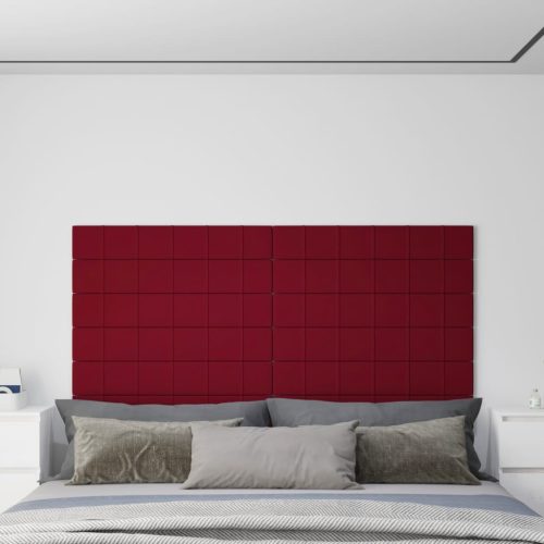 vidaXL 12 db bordó bársony fali panel 90 x 15 cm 1,62 m²