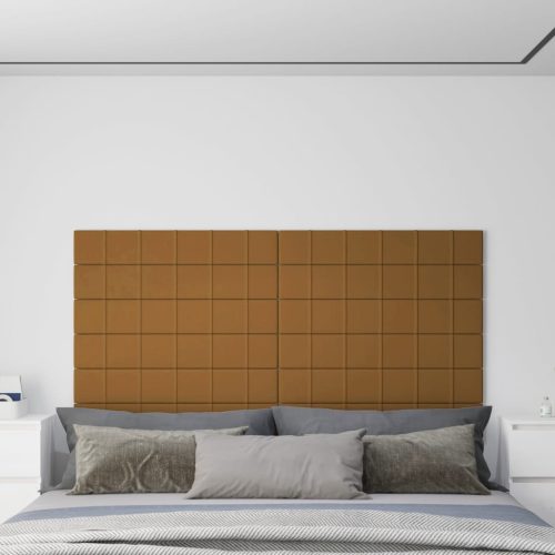 vidaXL 12 db barna bársony fali panel 90x15 cm 1,62 m²