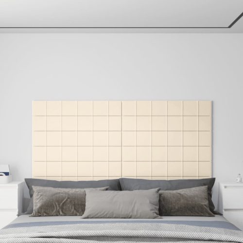 vidaXL 12 db krémszínű bársony fali panel 90x15 cm 1,62 m²