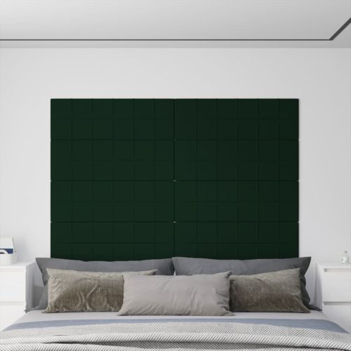 vidaXL 12 db sötétzöld bársony fali panel 90 x 30 cm 3,24 m²